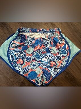 Simply Southern Paisley Pineapple Athletic Shorts Women’s Medium Blue Coral